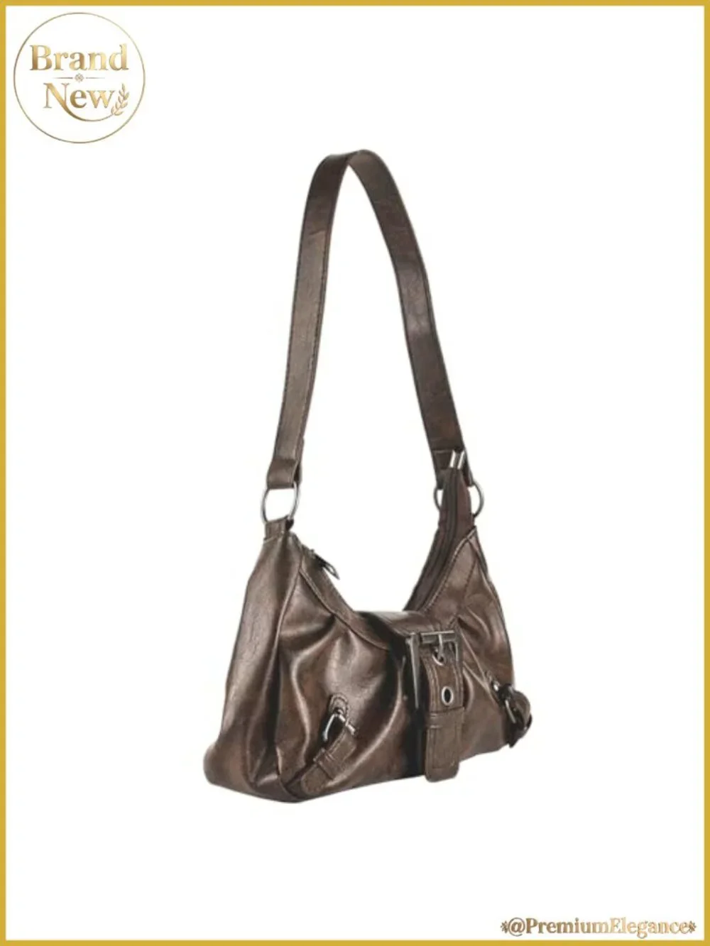 Y2K Crescent Hobo Shoulder Bag Vegan Leather Purse for Women